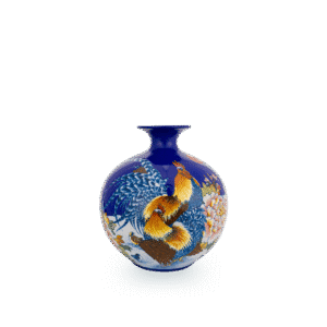 Bình tụ khí S1 Đa sắc nền men cobalt Kim Kê Phú Quý