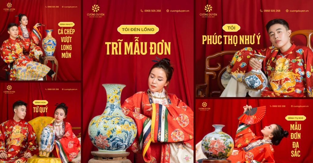 Các tác phẩm bình hoa gốm sứ độc bản được các nghệ nhân giàu kinh nghiệm thư hiện hơn một trăm giờ thủ công