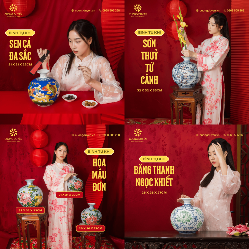 Một số sản phẩm bình hút lộc nổi bật tại Gốm sứ Cương Duyên