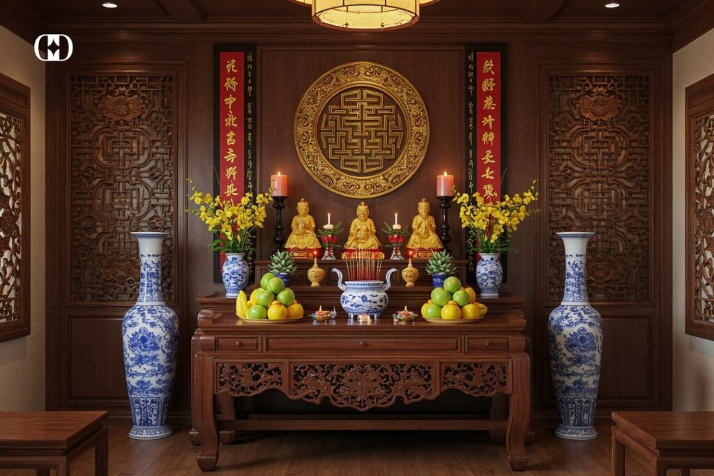 sắp xếp bàn thờ đúng cách
