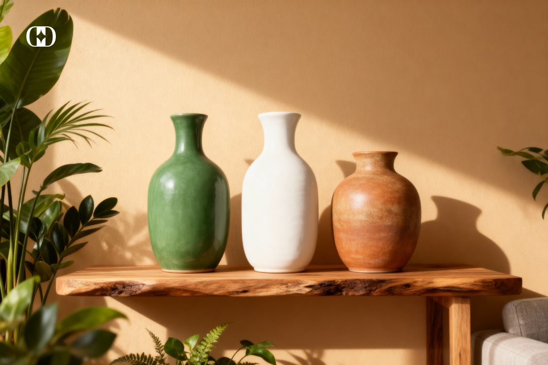 phối màu gốm sứ với không gian