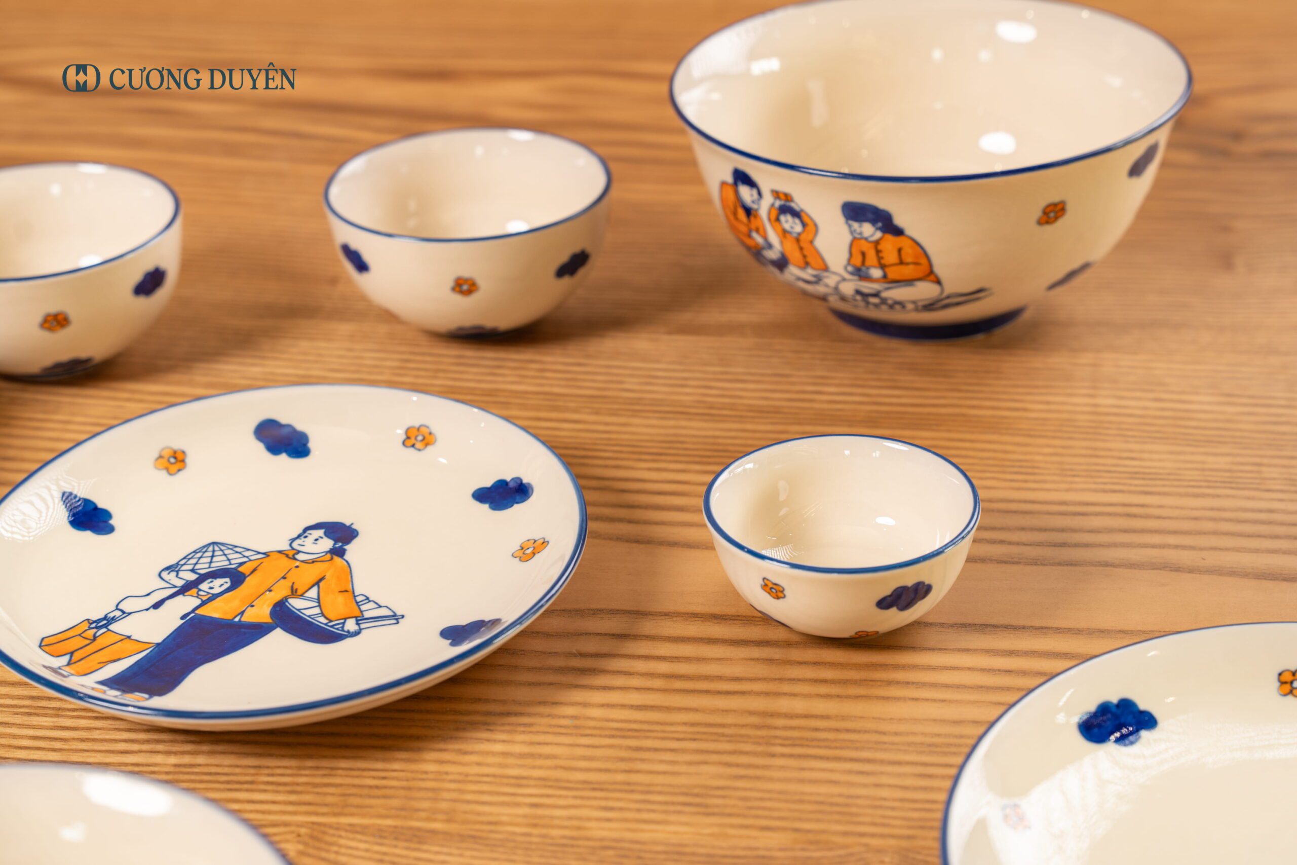 Bộ đồ ăn bát đĩa gốm sứ Hương Tình Thân