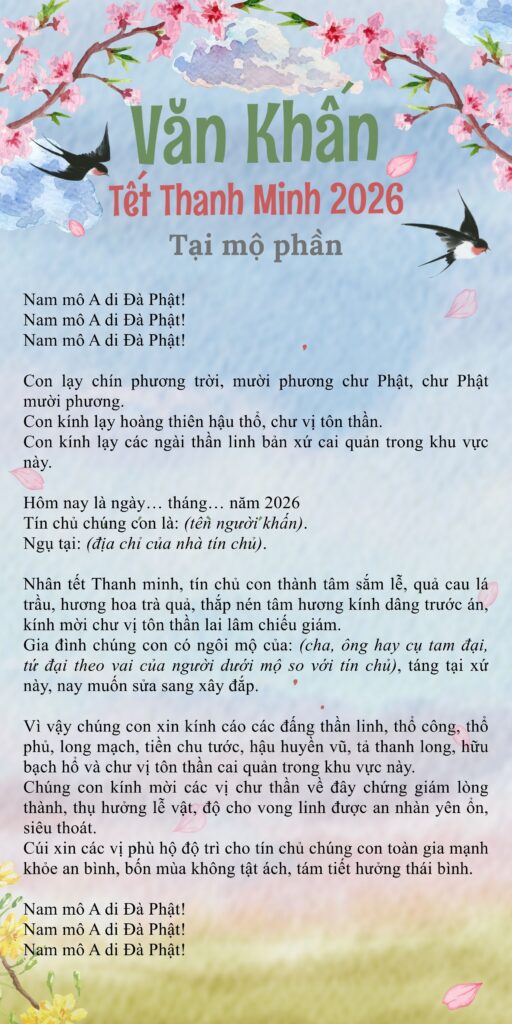 Văn khấn Tết Thanh Minh 2026 tại mộ phần