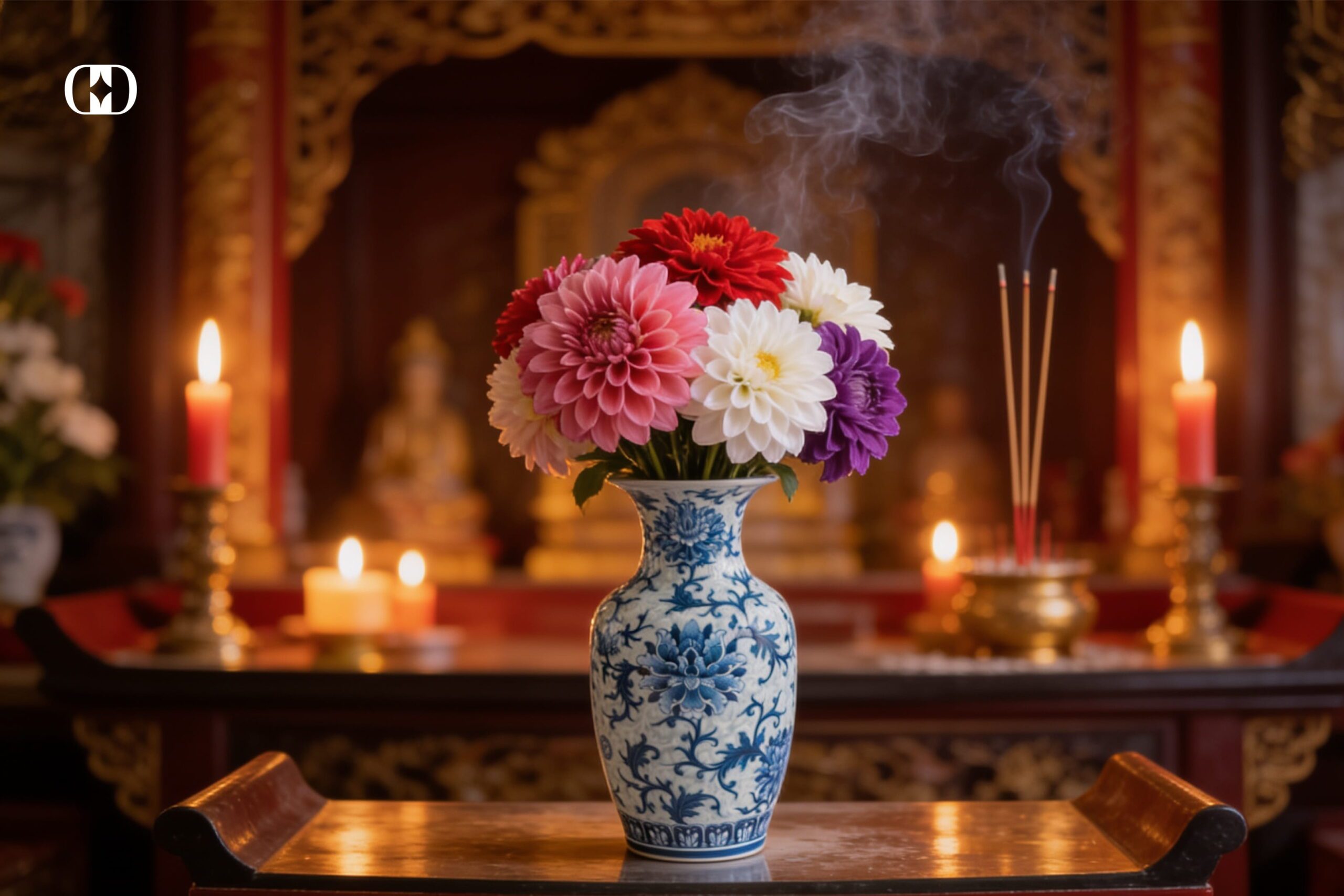 Ý nghĩa phong thủy của hoa thược dược trên bàn thờ
