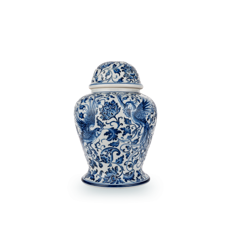Chân đèn 40 dáng chóe Lam Huế Hoa dây Chim Thiên Đường - 1