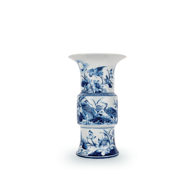 Lọ loe H32 vuốt tay Lam Huế Bạch Vân Sen Hạc - 1